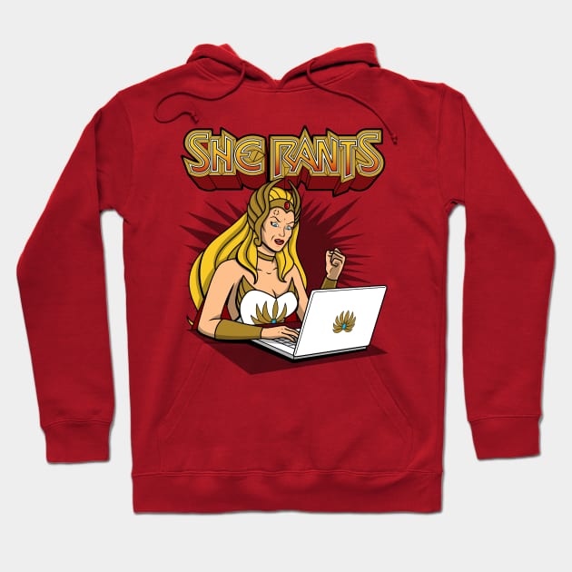 She Rants Funny 80's Superhero Techie Ranting Online Social Media Hoodie by BoggsNicolas